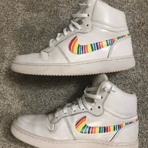Custom high top white Nike’s